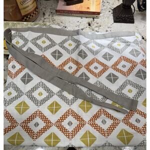 Split P Half Apron 36” X 32” Gray Orange Gold Diamond Print 100% Cotton New